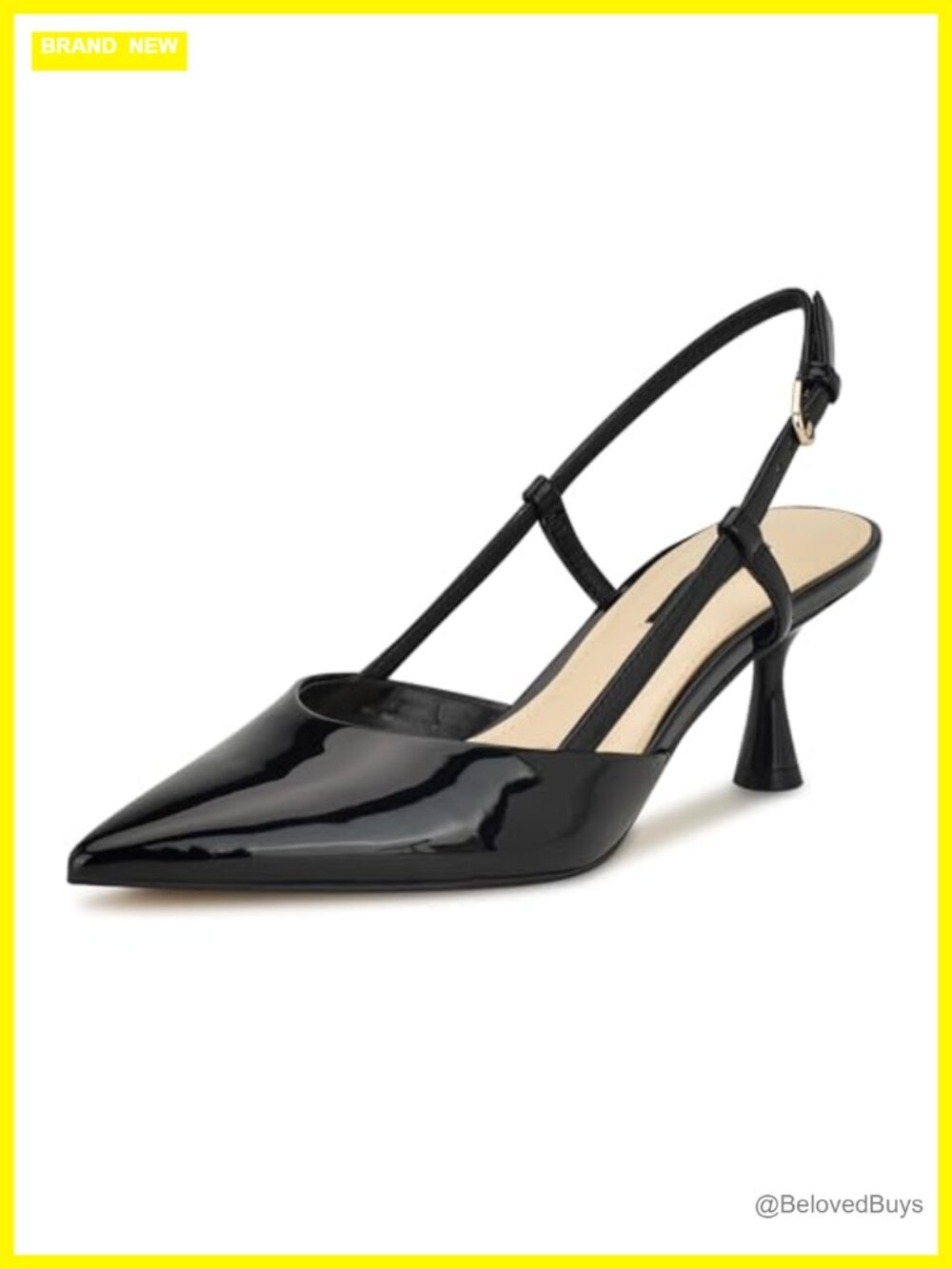 Nine West Rhonda Pointed Toe Kitten Heel Pump with Adjustable Ankle Strap, Faux